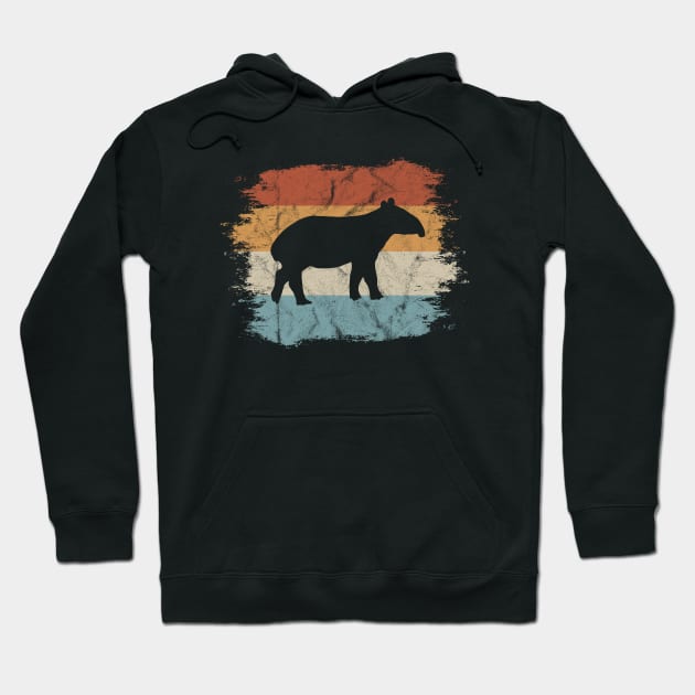 Cool Funky Retro Tapir Silhouette Vintage Style Hoodie by SkizzenMonster